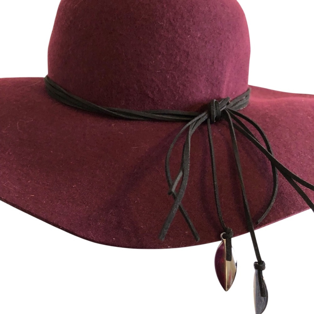 BCBGeneration Deep Red Wide-Brim Hat - Picture 2 of 7